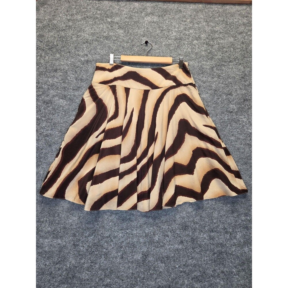 Lauren Ralph Lauren Skirt Womens 10 Brown Animal Print Silk A-Line Lined Chiffon